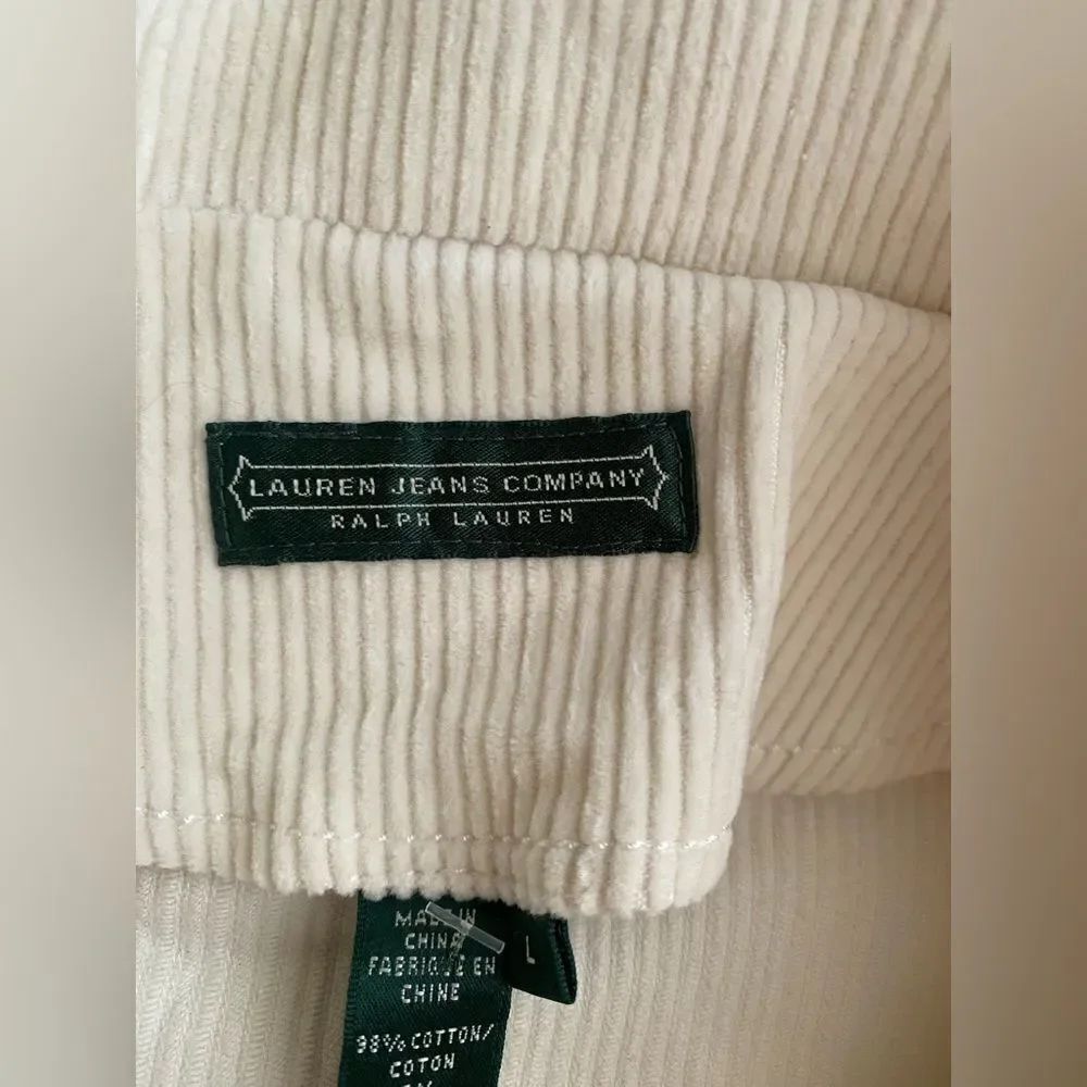 Vintage Ralph Lauren Jacket Rare womens corduroy Ivory Horn Buttons Sz L NWT - Picture 4 of 16